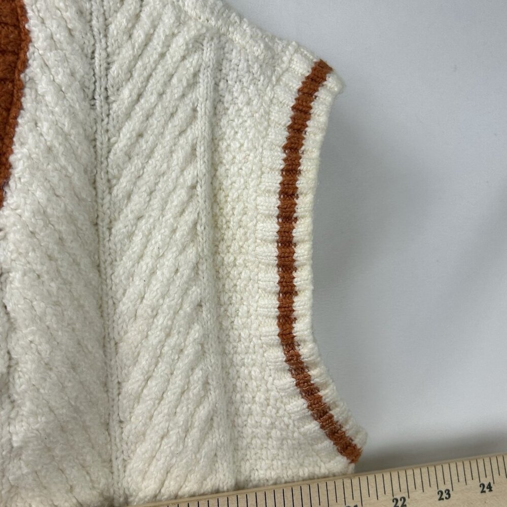 Maeve Anthropologie Willa Cable Knit Vest Size Medium Oversize Preppy Cozy - Picture 4 of 16